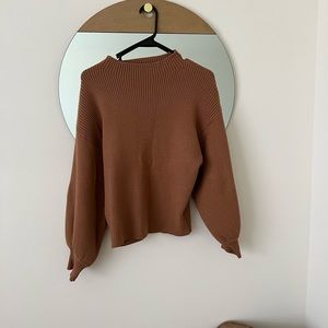 Brown nick neck ribbed sweater